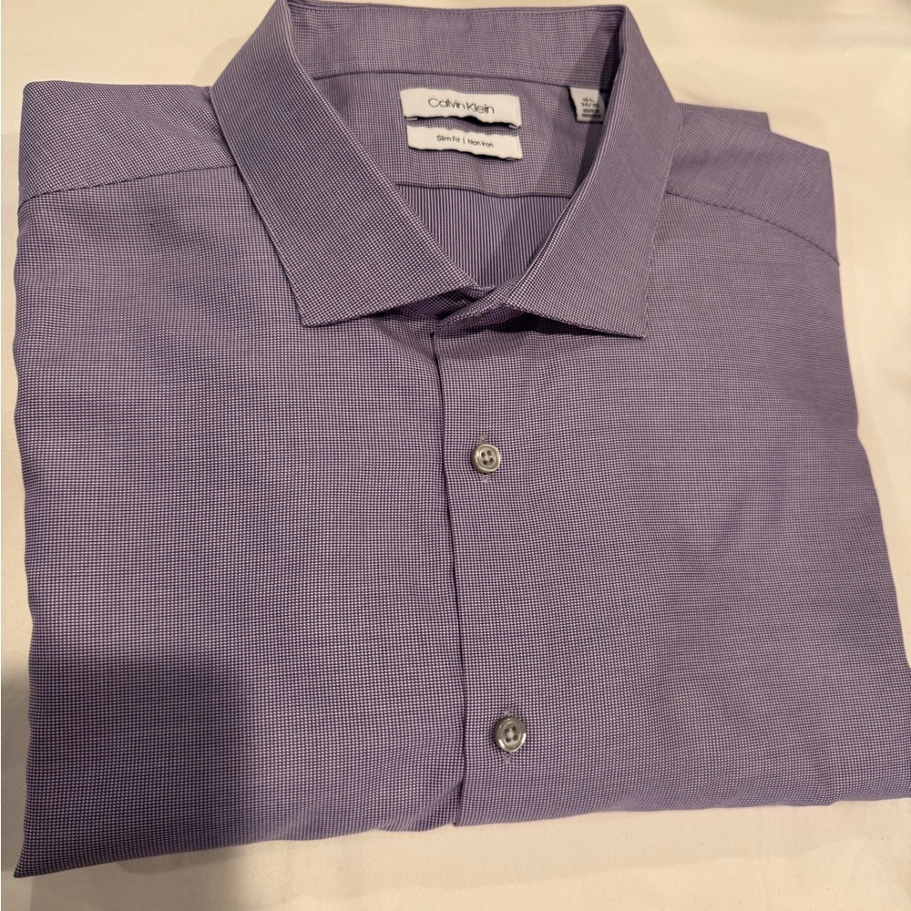 Calvin Klein Purple Dress Shirt with Textured Fabric